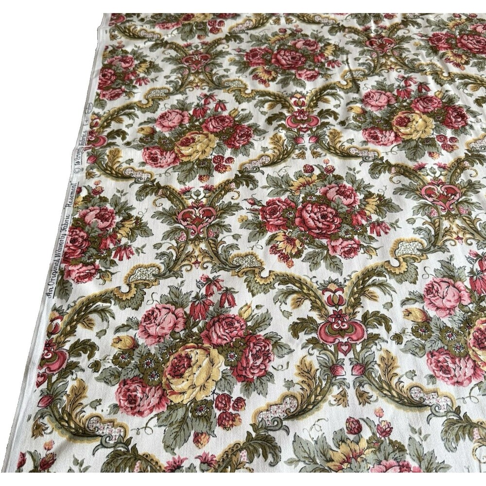 ROSEMONT English Rose Garden Home Decor Fabric 4.5yd x 59 Cotton Vtg Waverly